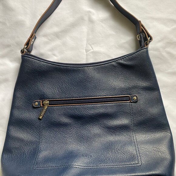 Vintage Authentic Roots Canada Navy Blue Pebble Leather Small Hand/Shoulder Bag - Picture 1 of 6